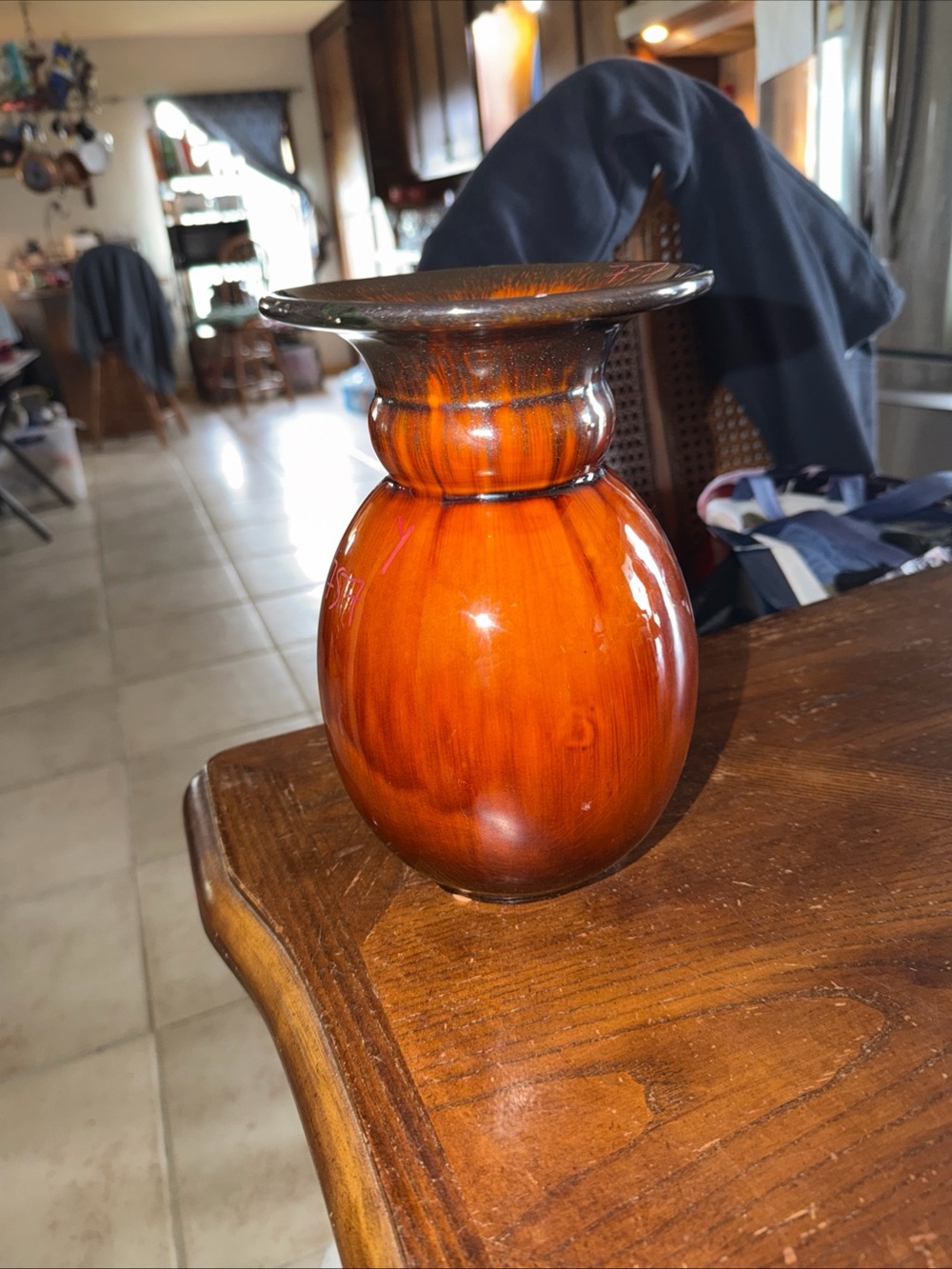 Handblown Glass Vase in Amber Brown